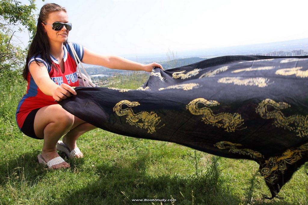 Brunette Tiffany Poses Outdoors